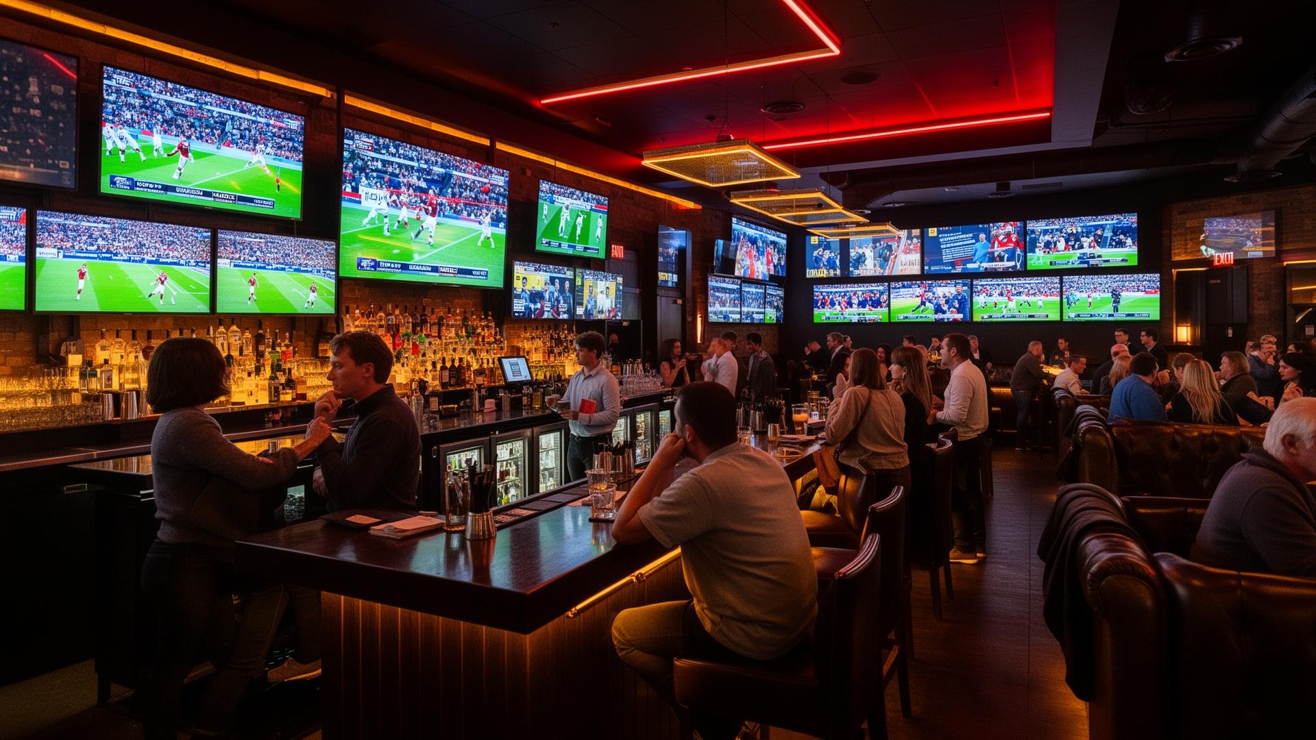 Interior of Shooter Sports Bar with TVs, pool and lively atmosphere